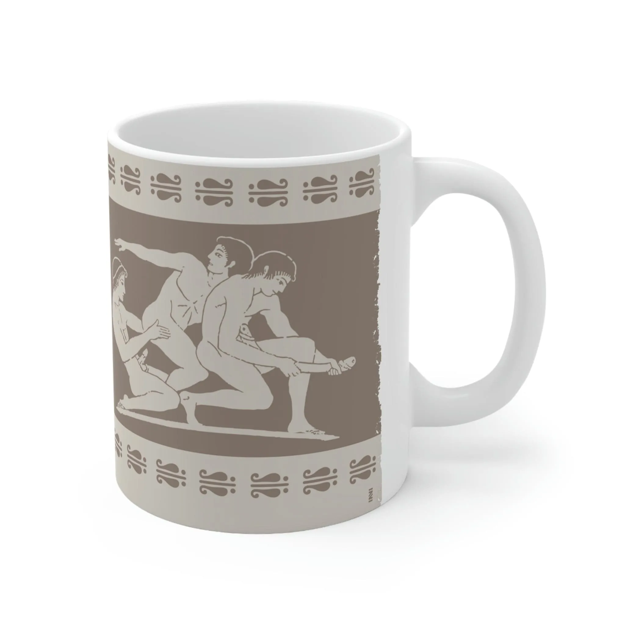 Birdcage Inspired Greek Boy Dinnerware - Threesome Pattern Ceramic Mug 11oz
