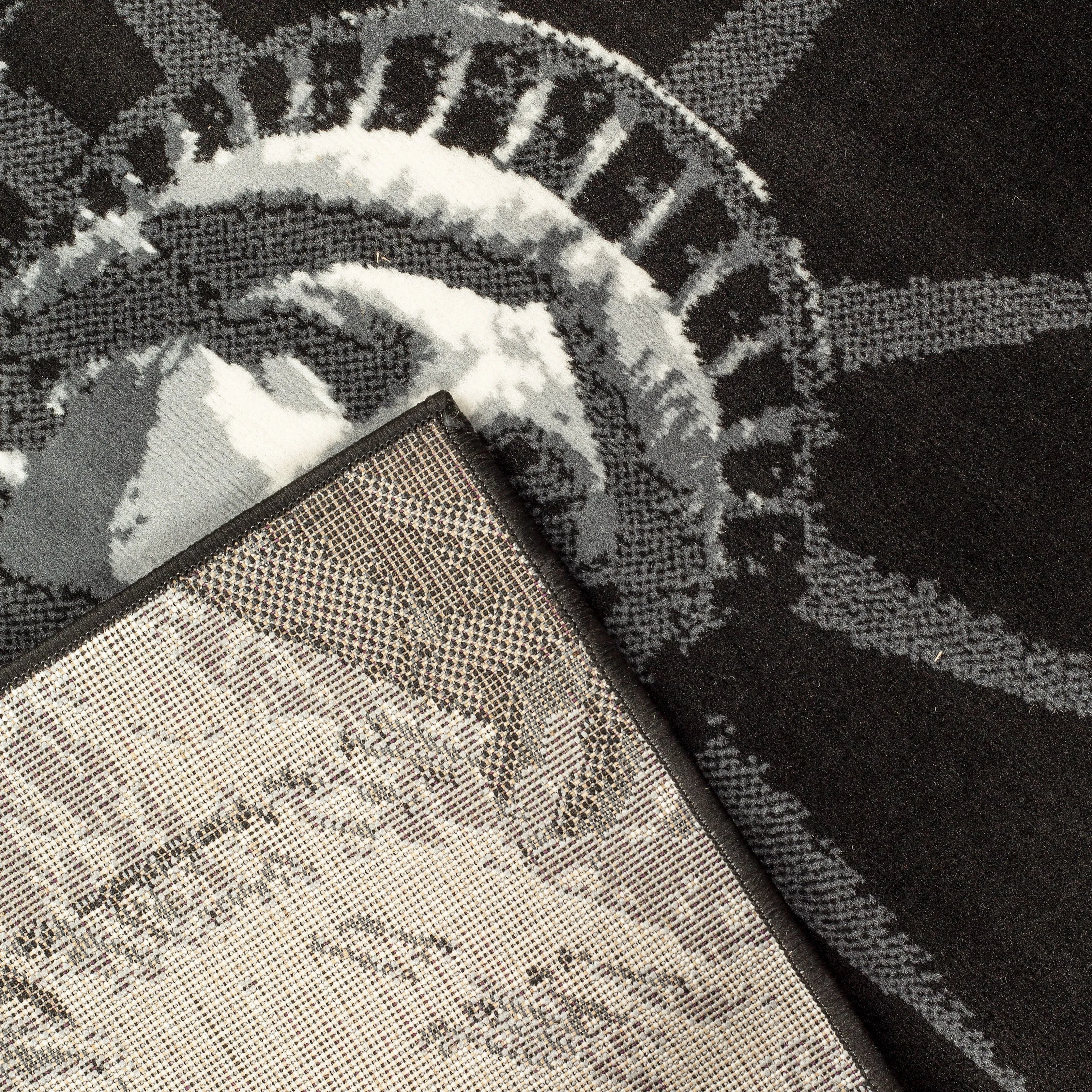Black Funky Statue of Liberty Print Rug - Texas