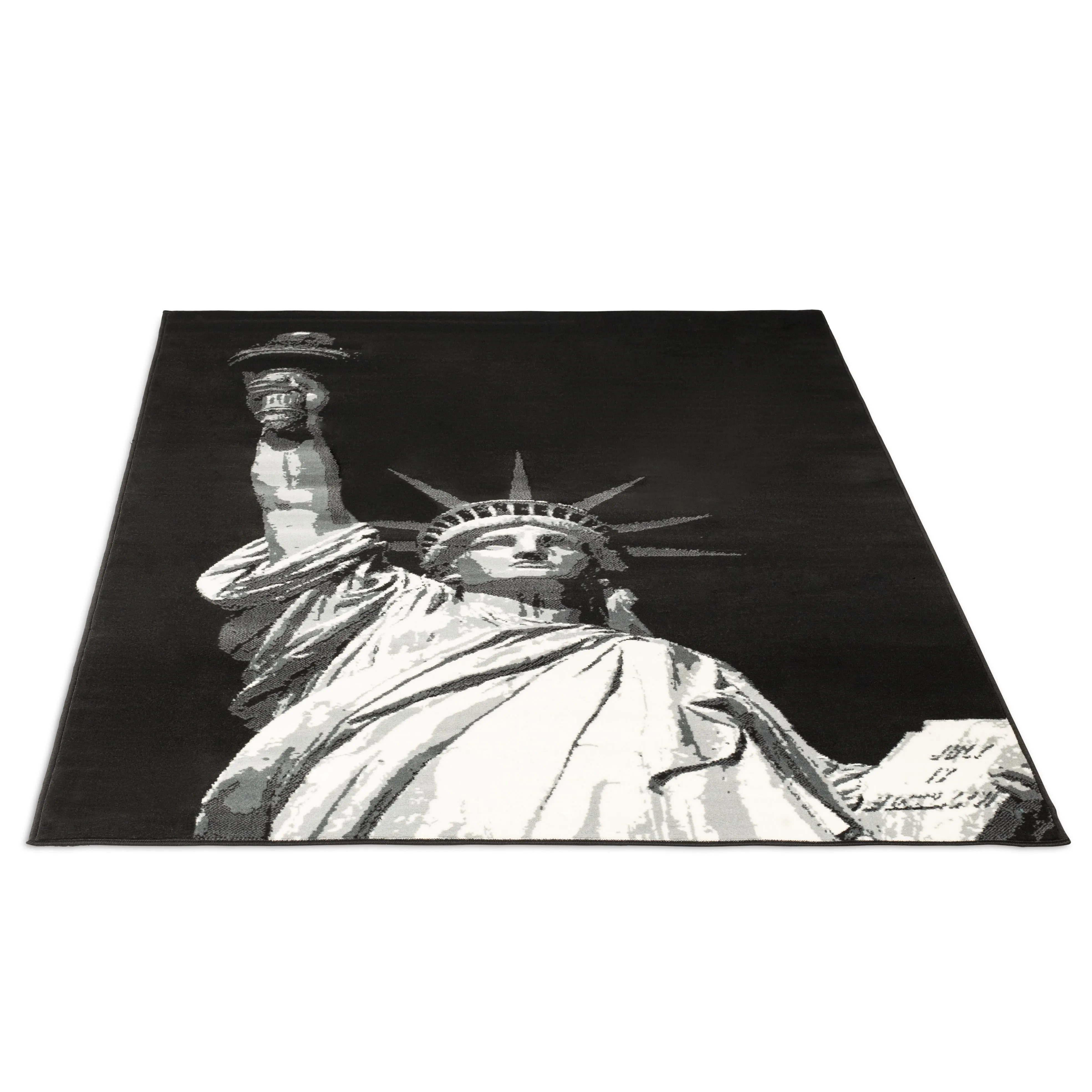 Black Funky Statue of Liberty Print Rug - Texas