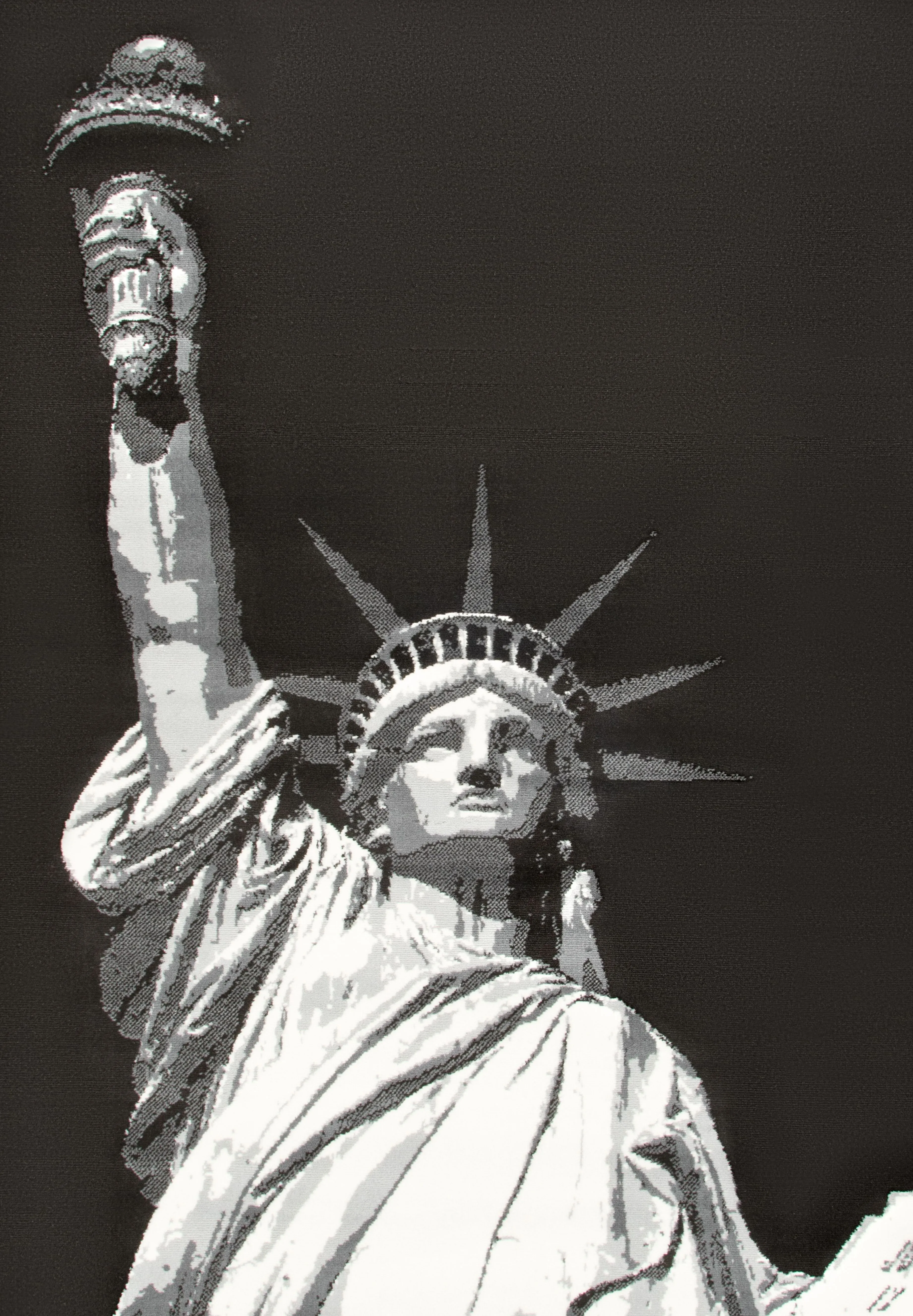 Black Funky Statue of Liberty Print Rug - Texas