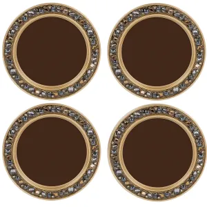 Blank White Amber Goldtone 4.5 x 4.5  Resin Polymer  Jeweled Coaster Set of 10