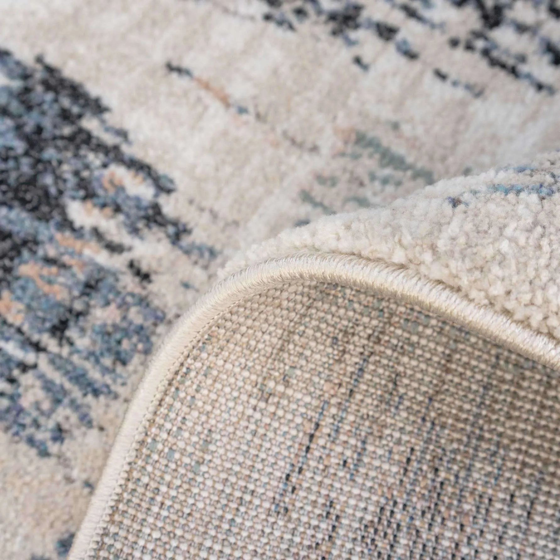Blue Mottled Trellis Hall Runner Rug