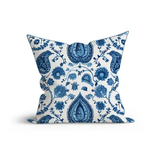Boho Aqua Paisley Serenity Printed Sofa Cushion Cover Set with Piping