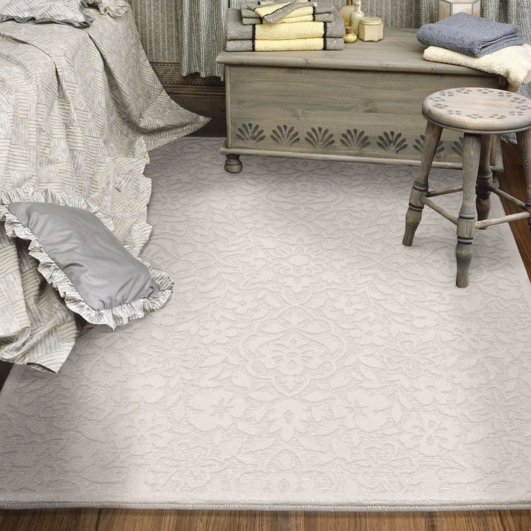 Boucle' 4700 Cottage Floral Natural Rug