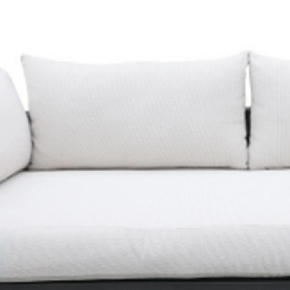 Cali Outdoor Sofa, 2 Side Pillows, 89 Inch, Hand Woven, Aluminum, Gabardine By Casagear Home