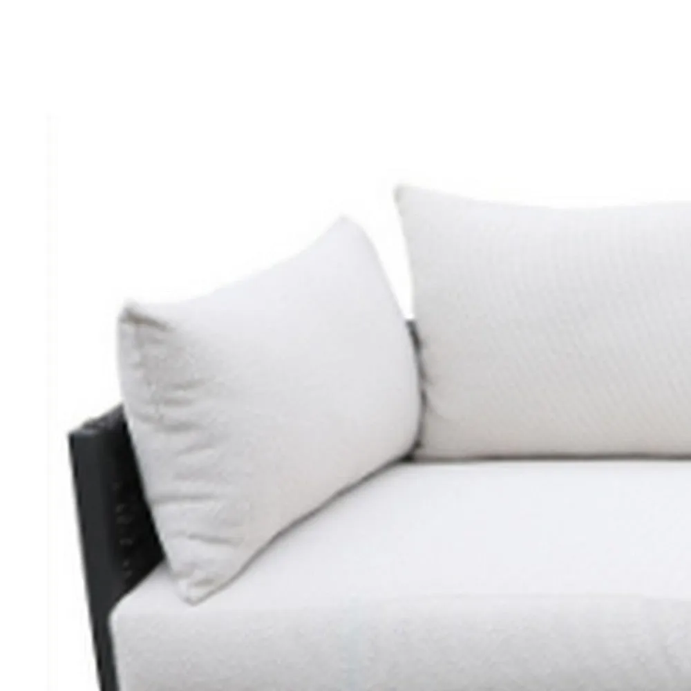Cali Outdoor Sofa, 2 Side Pillows, 89 Inch, Hand Woven, Aluminum, Gabardine By Casagear Home