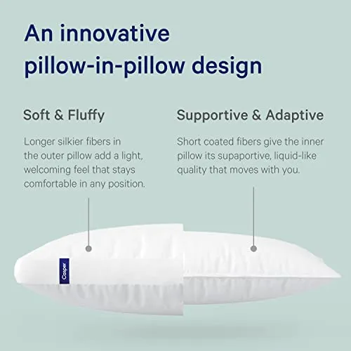 Casper Sleep Pillow for Sleeping, King (Pack of 2), White 2 Count