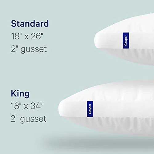 Casper Sleep Pillow for Sleeping, King (Pack of 2), White 2 Count