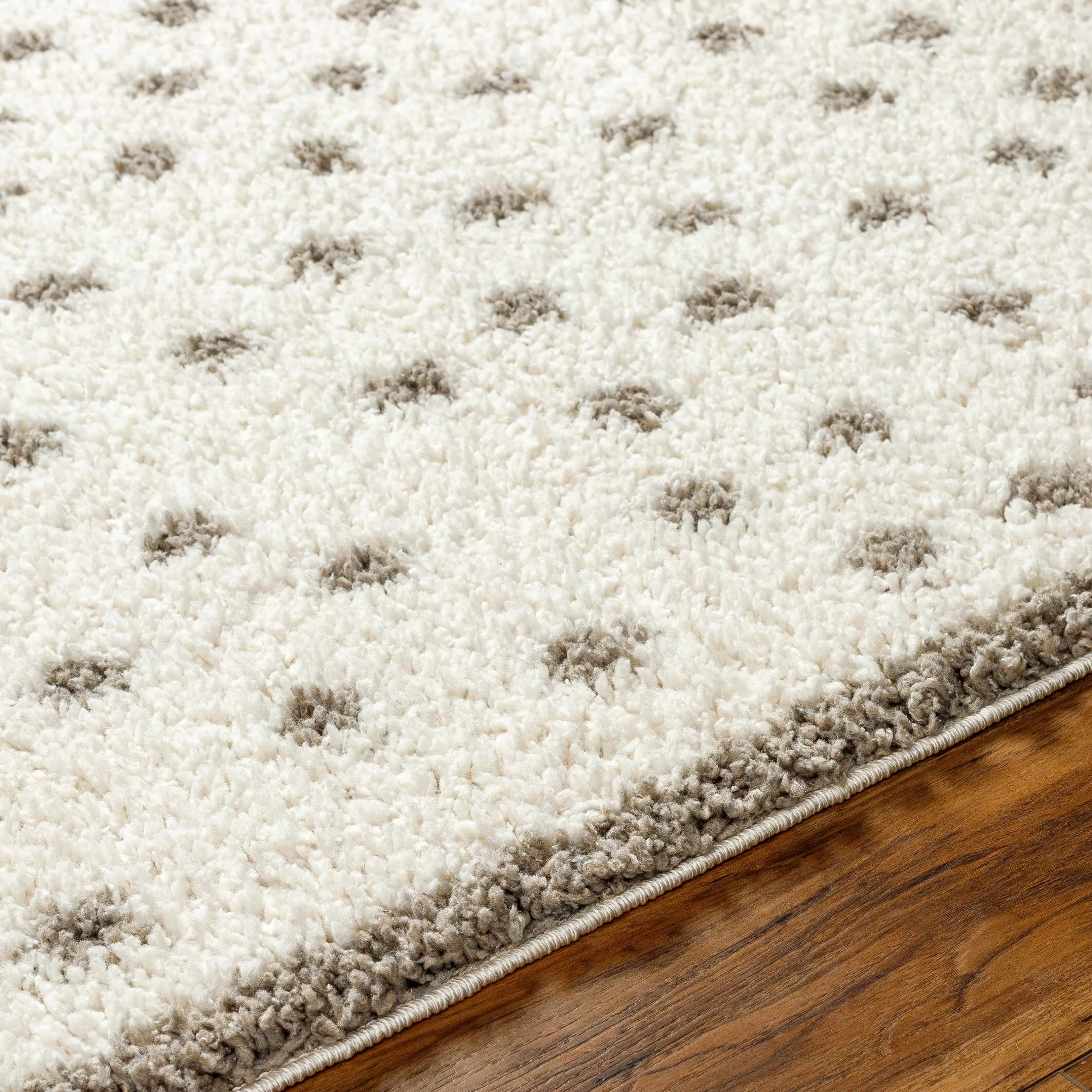 Chaia Dotted Cream & Gray Plush Rug