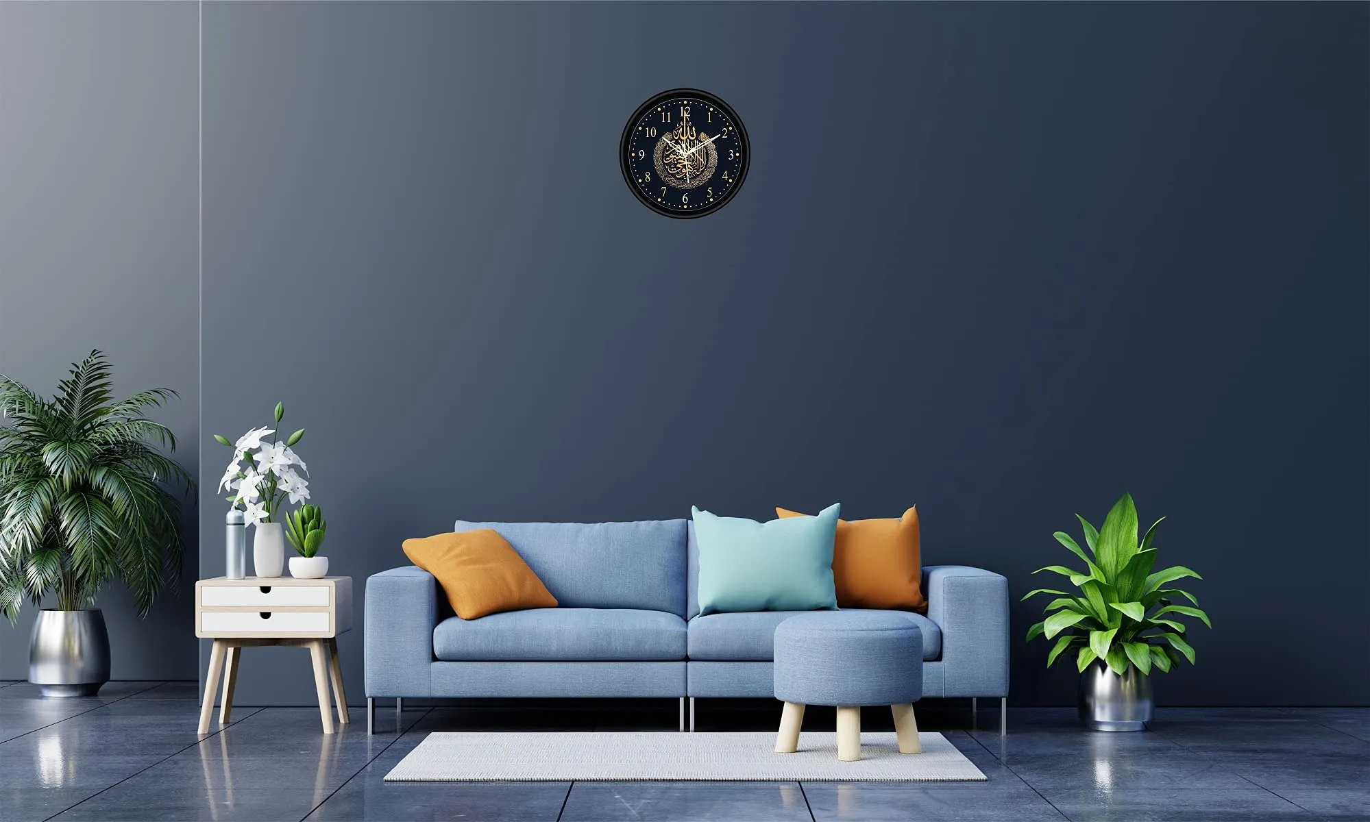 CIRCADIAN Allah Azan Wood Design Analog Wall Clock For Home Bedroom Office Living Room Watch Antique Stylish Clocks Home Decor Black 24X24 Cm