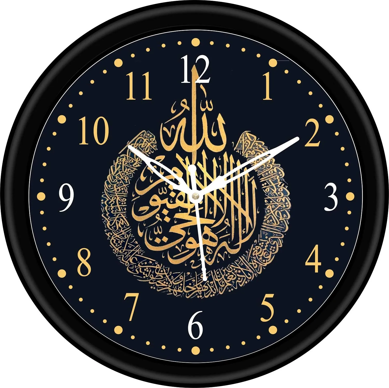CIRCADIAN Allah Azan Wood Design Analog Wall Clock For Home Bedroom Office Living Room Watch Antique Stylish Clocks Home Decor Black 24X24 Cm