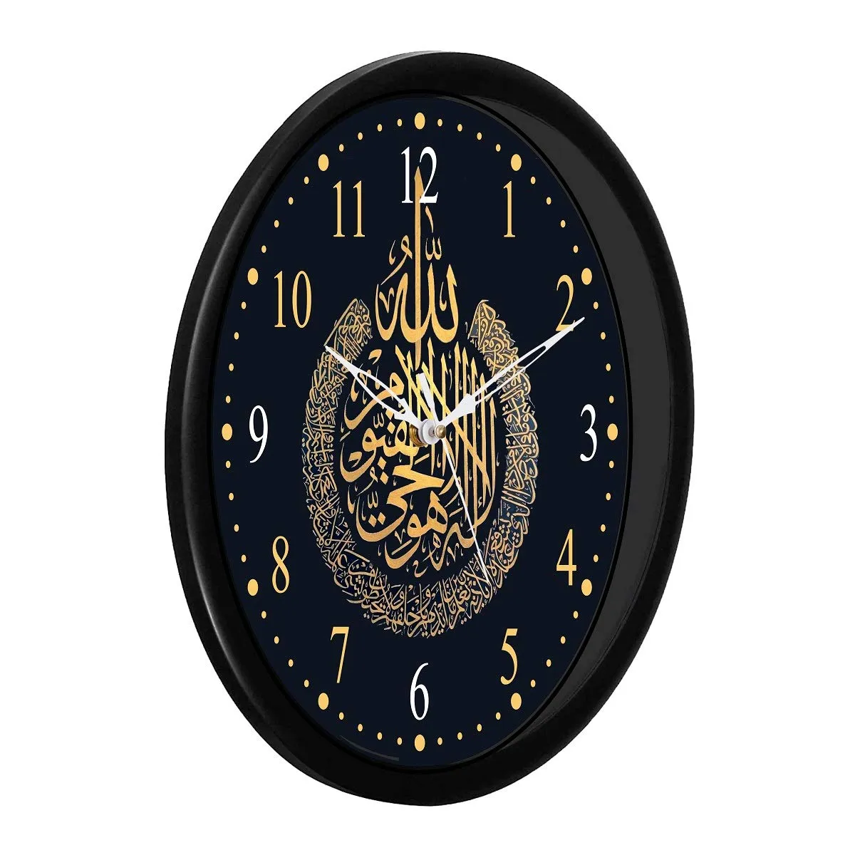CIRCADIAN Allah Azan Wood Design Analog Wall Clock For Home Bedroom Office Living Room Watch Antique Stylish Clocks Home Decor Black 24X24 Cm