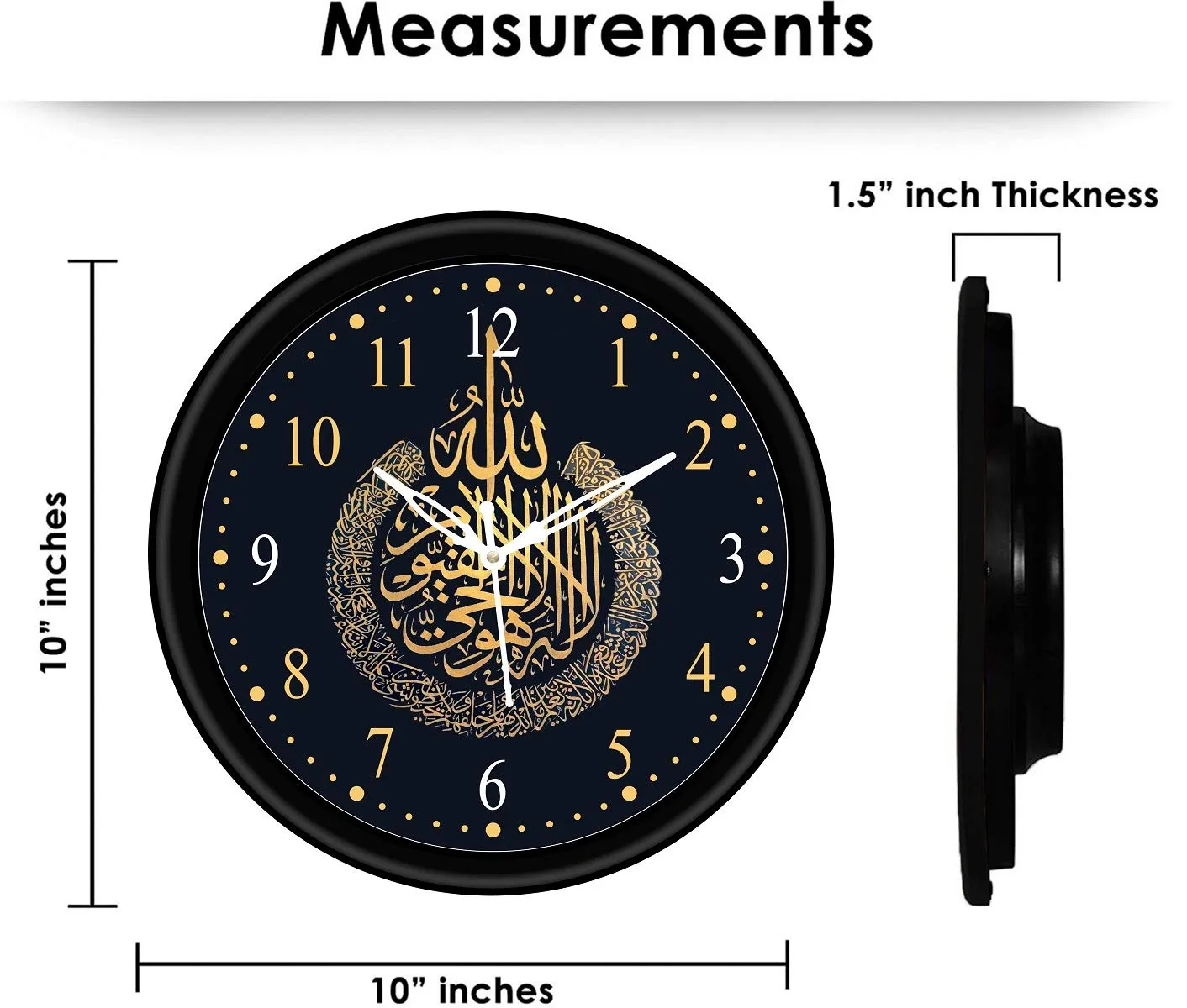 CIRCADIAN Allah Azan Wood Design Analog Wall Clock For Home Bedroom Office Living Room Watch Antique Stylish Clocks Home Decor Black 24X24 Cm