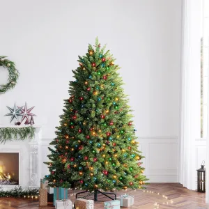 classic 6ft Pre-Lit Spruce Christmas Tree with 500 Color Lights, Artificial Multi-Color Xmas Tree 7' 7'