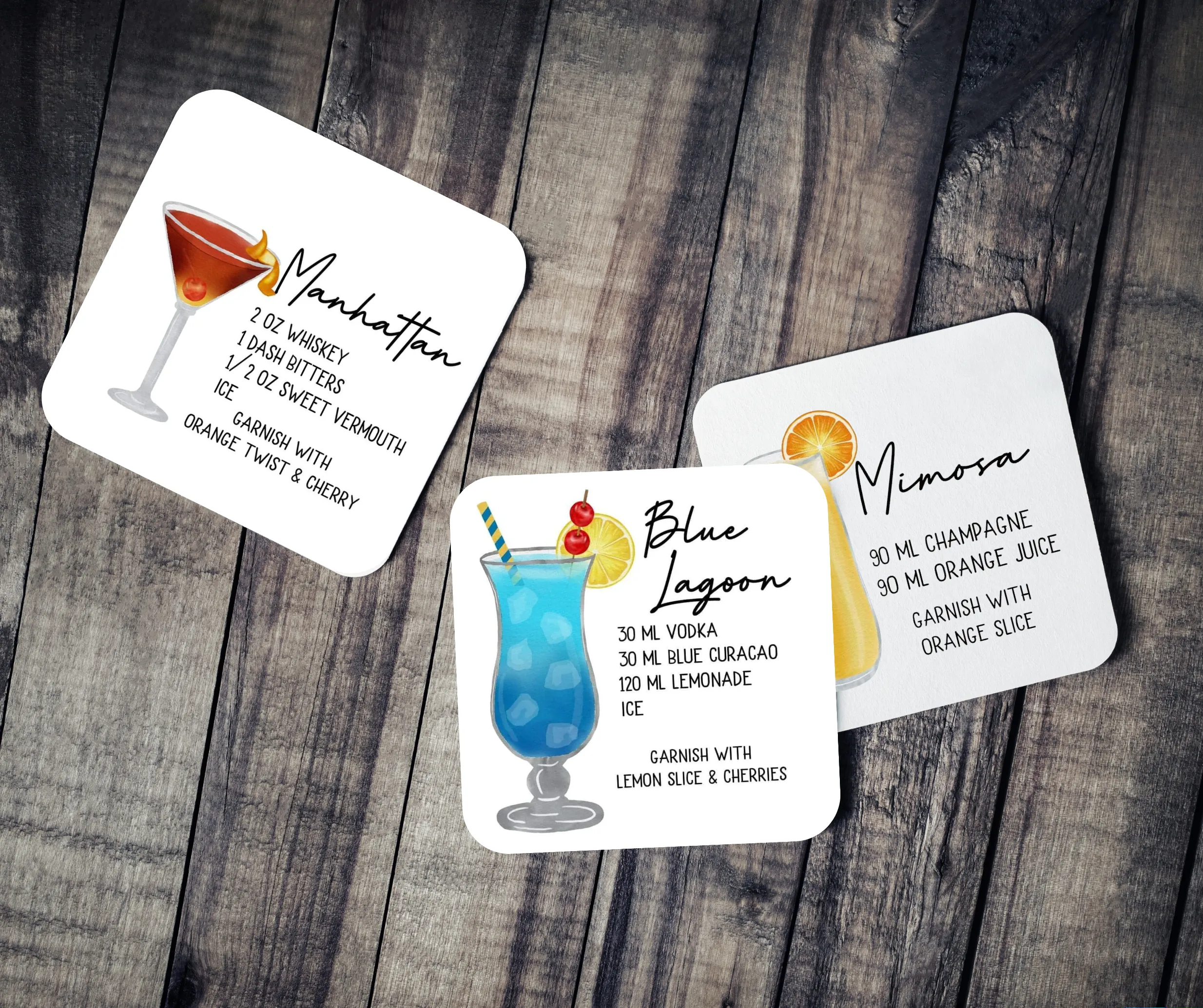 Cocktail Drink Recipe Coasters
