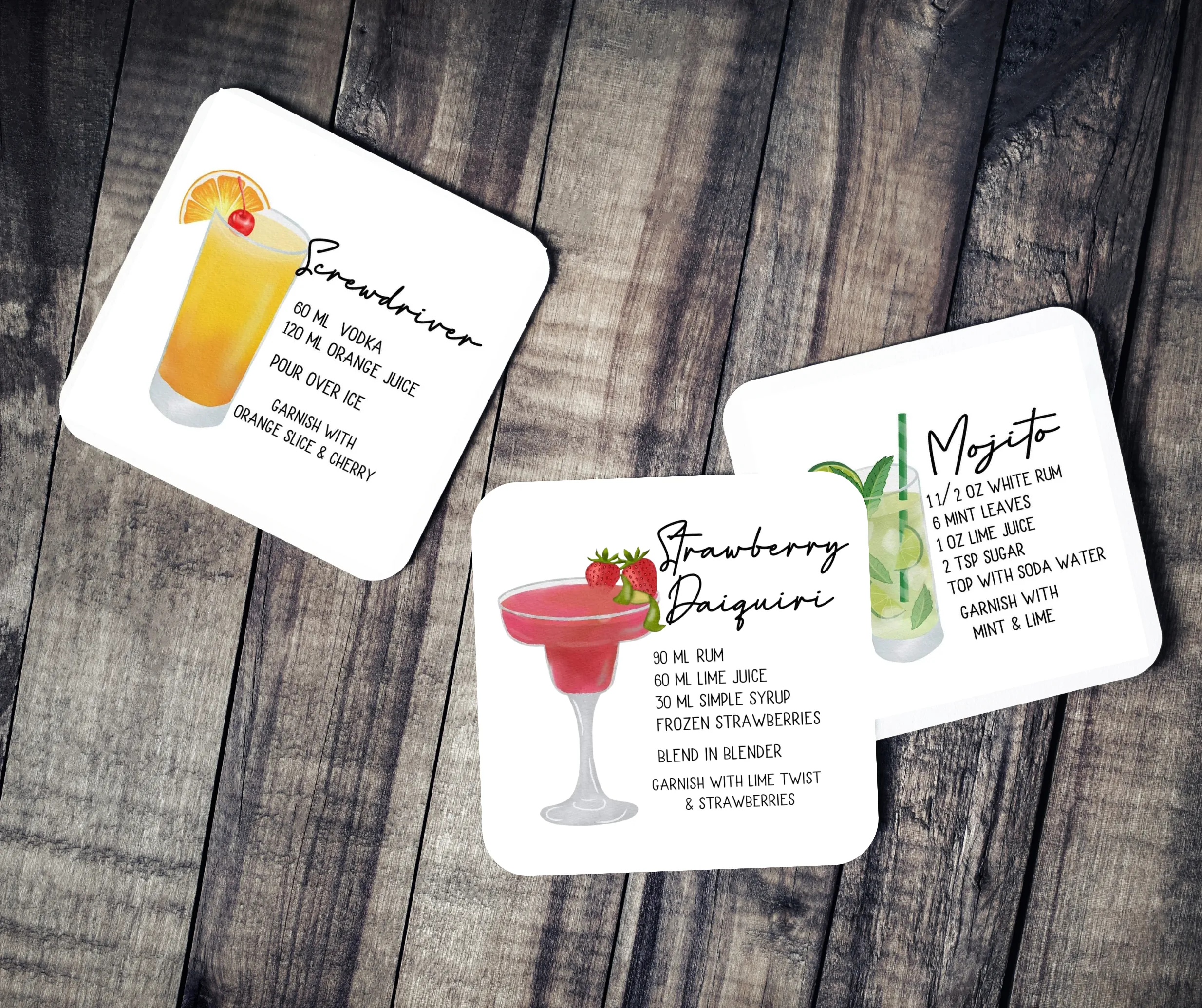 Cocktail Drink Recipe Coasters