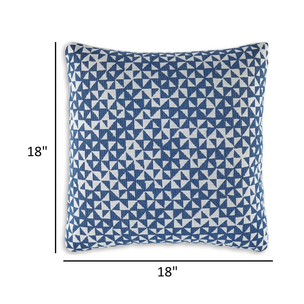 Coel 18 Inch Accent Pillow Set of 4, Indoor Outdoor Woven Geometric, Blue By Casagear Home