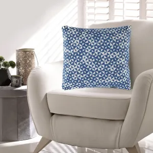 Coel 18 Inch Accent Pillow Set of 4, Indoor Outdoor Woven Geometric, Blue By Casagear Home