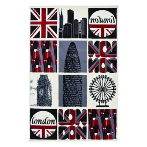 Cream Union Jack London Icons Rug - Texas