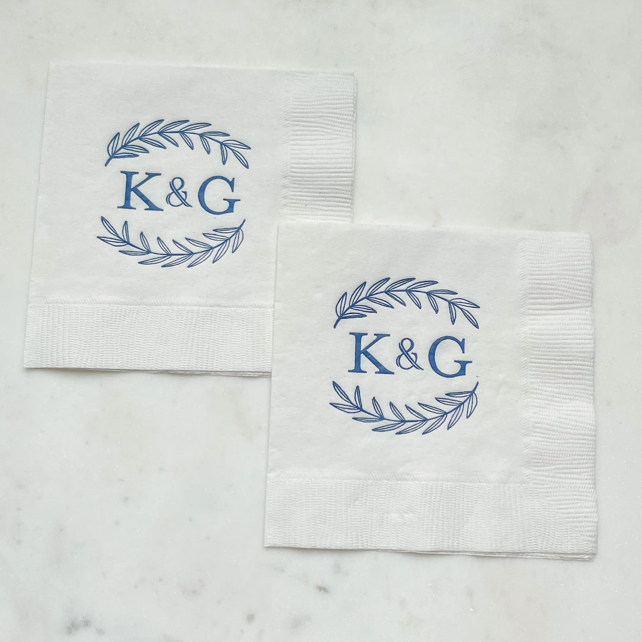 Custom Leaf Monogrammed Initial Napkins