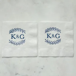 Custom Leaf Monogrammed Initial Napkins