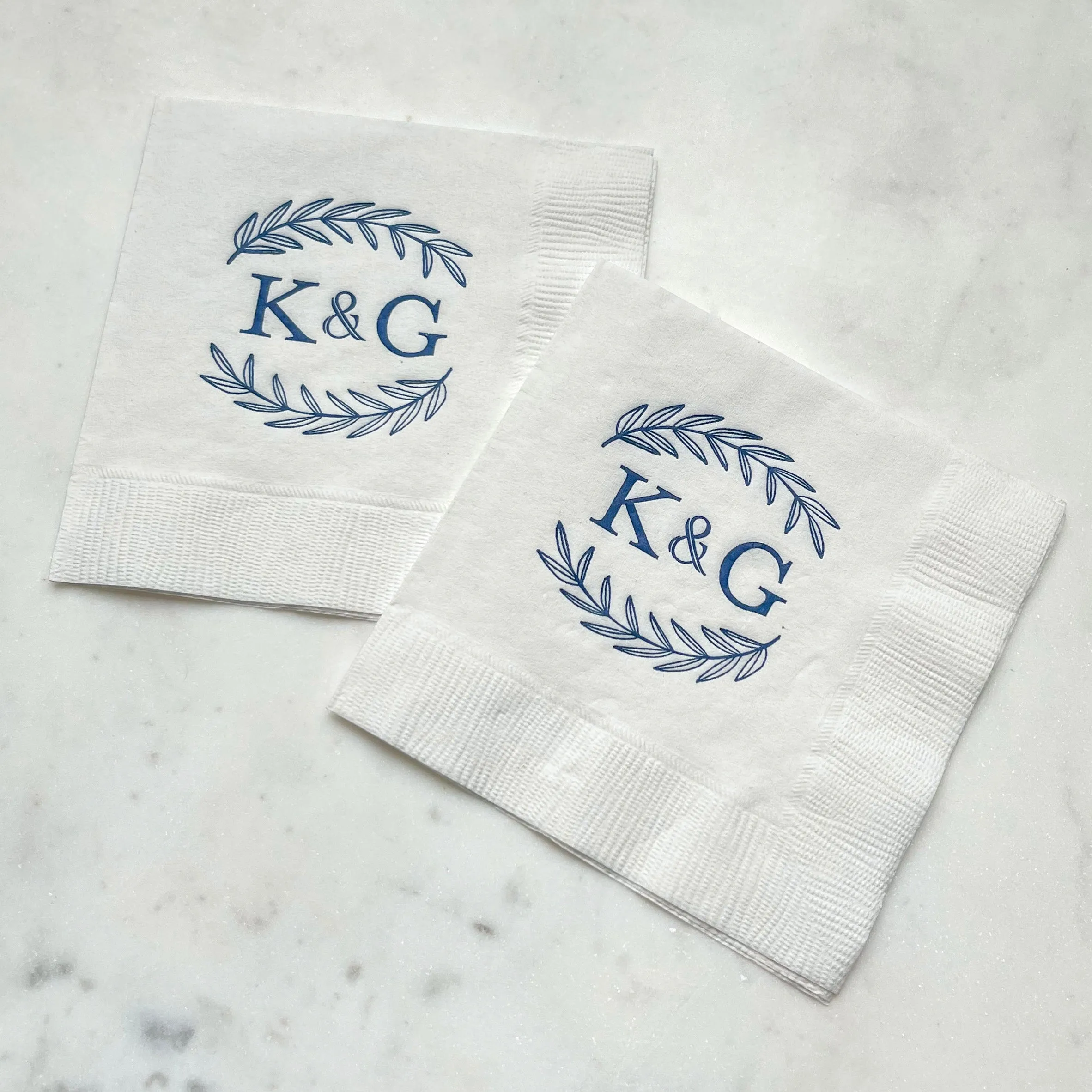 Custom Leaf Monogrammed Initial Napkins
