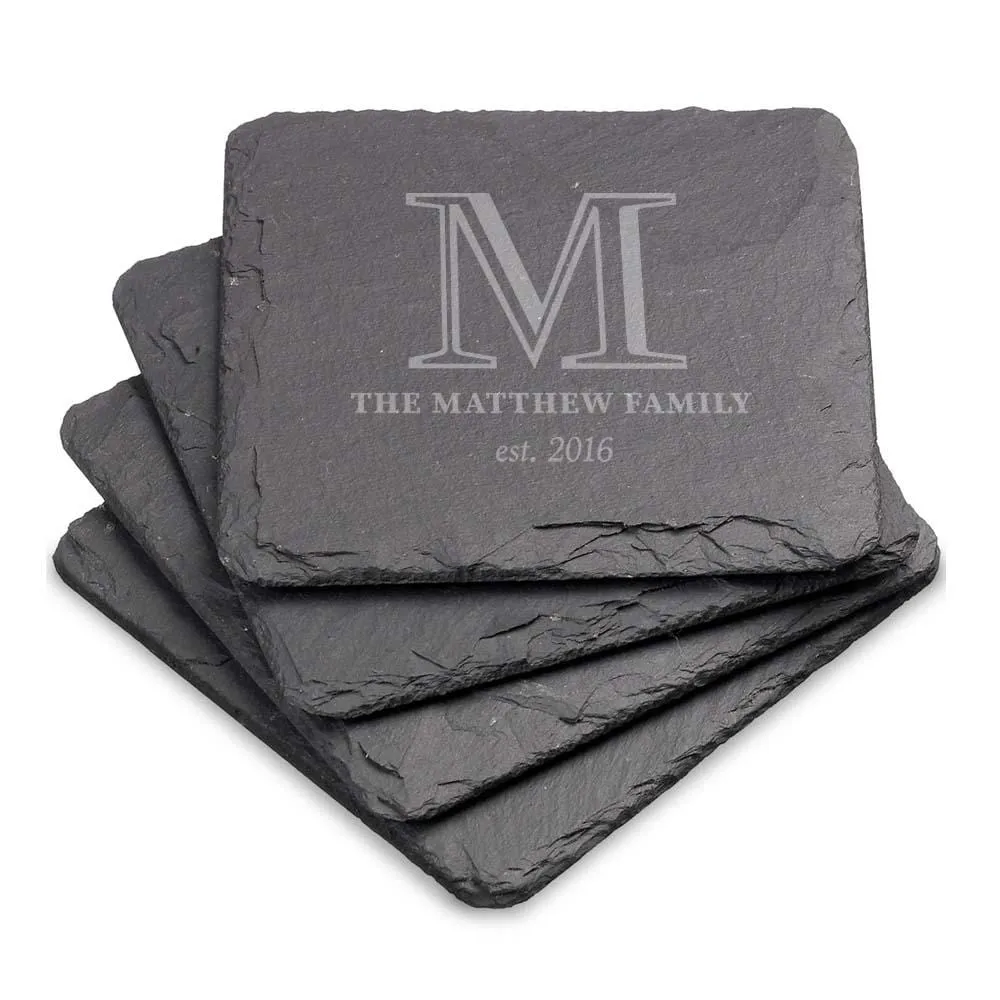 Custom Year Established Slate Coaster Set