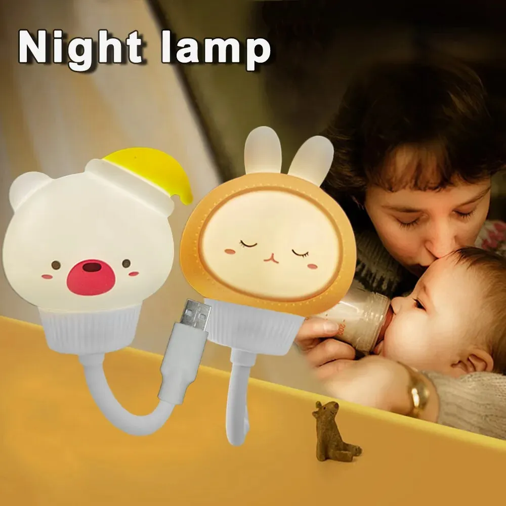 Cute Cartoon Usb Night Light Led Remote Control Lamp for Kid