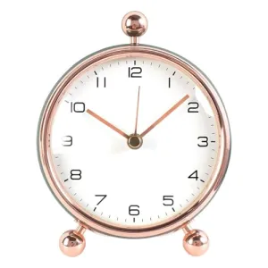 CYMNER Minimalist Metal Clock, Vintage Non-Ticking Desktop Clock, Alloy Build Quartz Movement HD Glass Desk Clock, Living Room, Bedroom, Office Bedside Clock Decoration