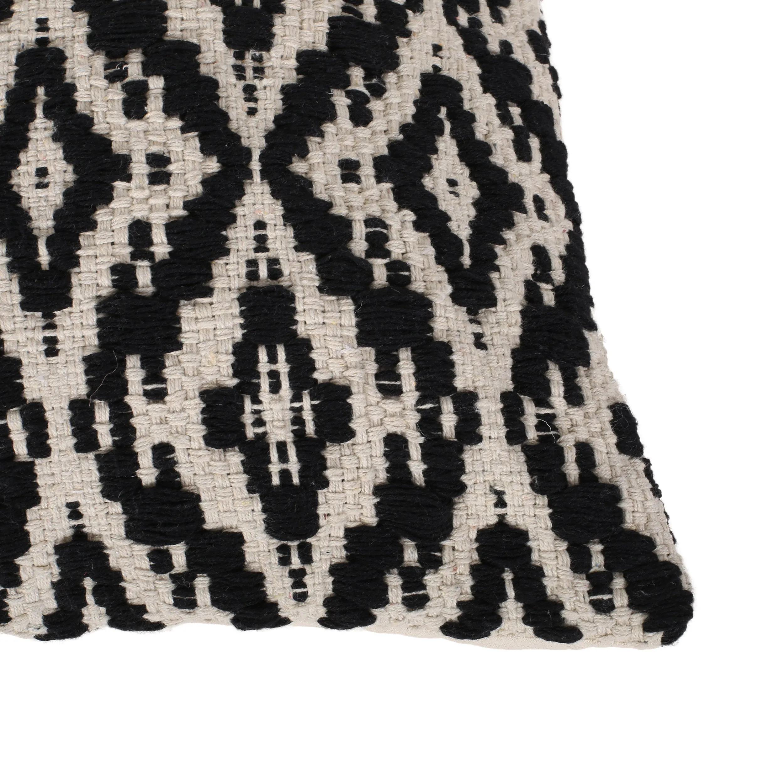 Daisy Boho Cotton Throw Pillow (Set of 2), Black and White