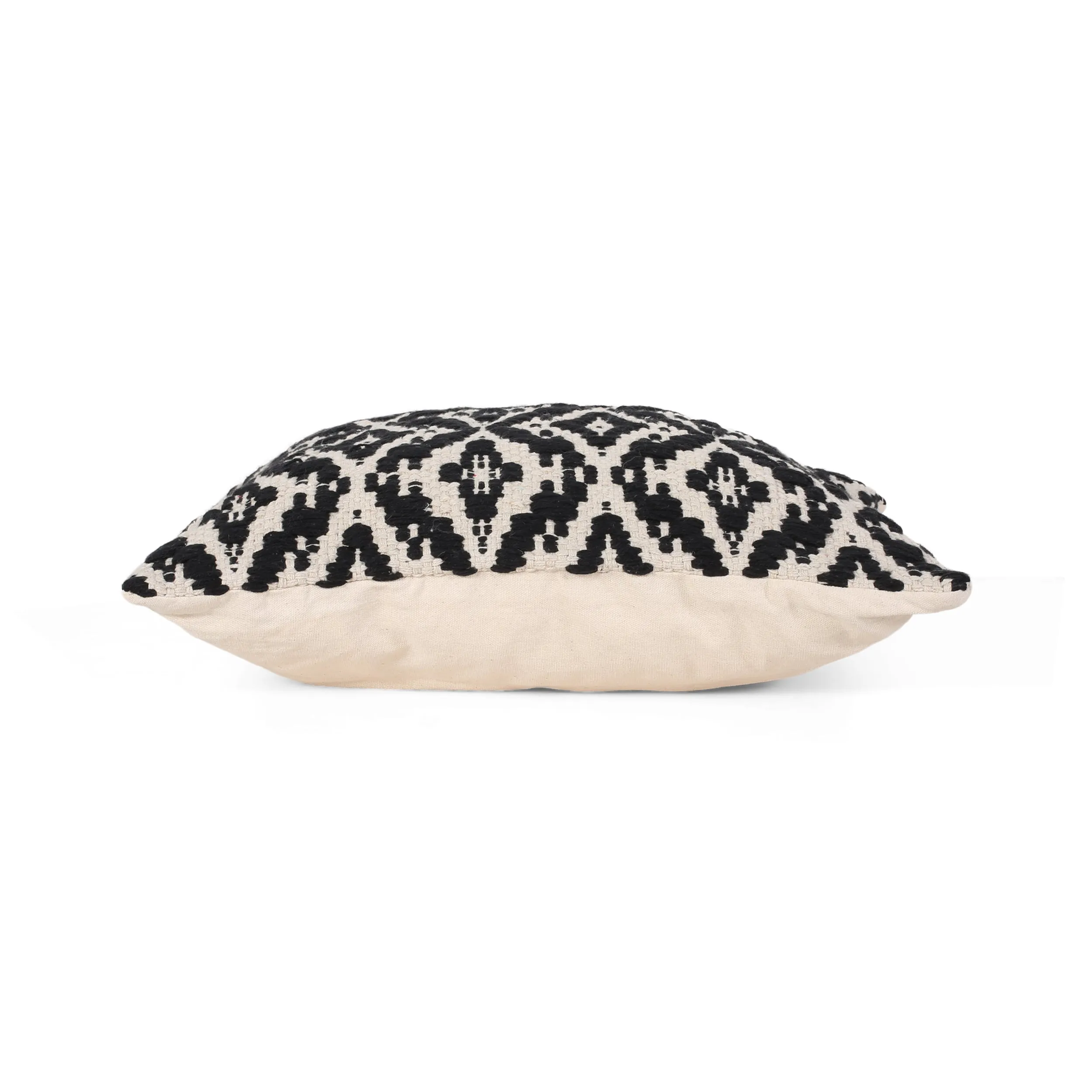 Daisy Boho Cotton Throw Pillow (Set of 2), Black and White