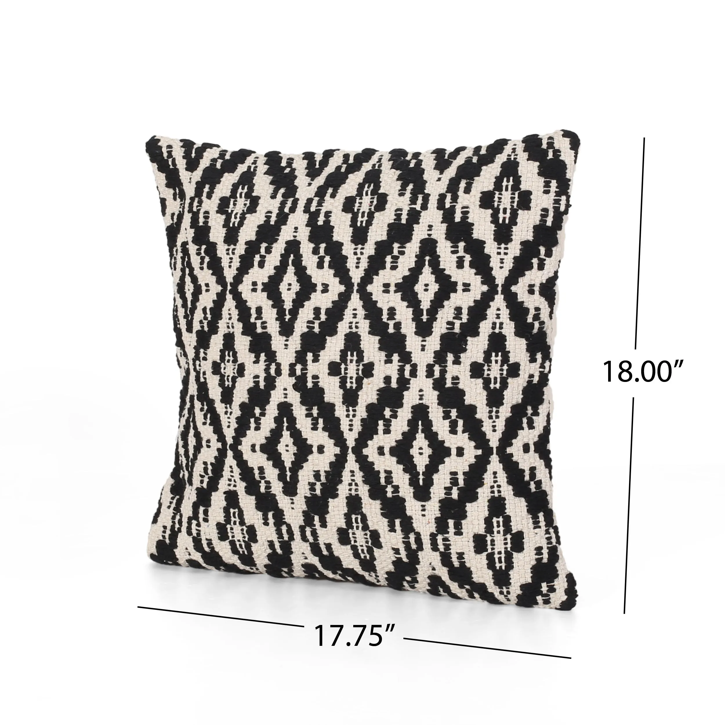 Daisy Boho Cotton Throw Pillow (Set of 2), Black and White