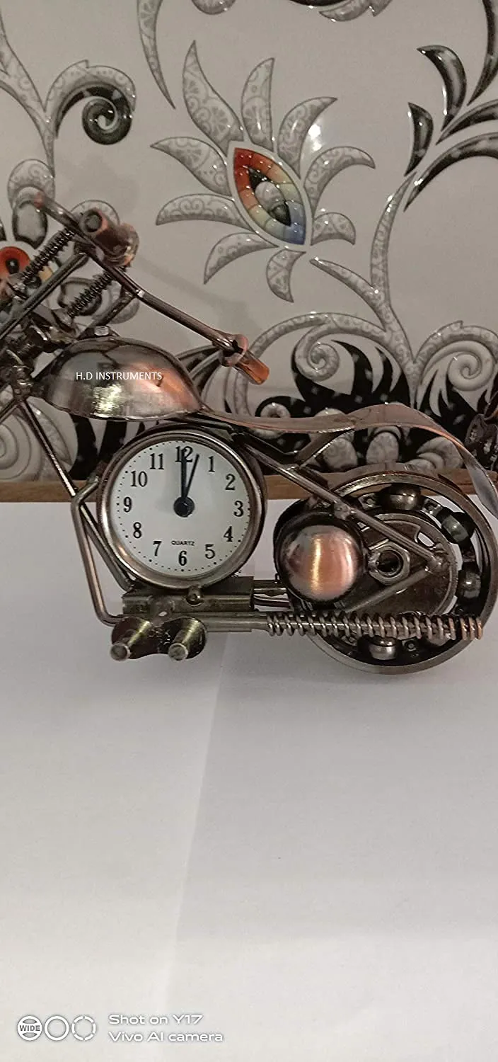 Decor Instruments Decorative Motor Bike with Clock (Multi_20 x 10 cm) for Desk Table