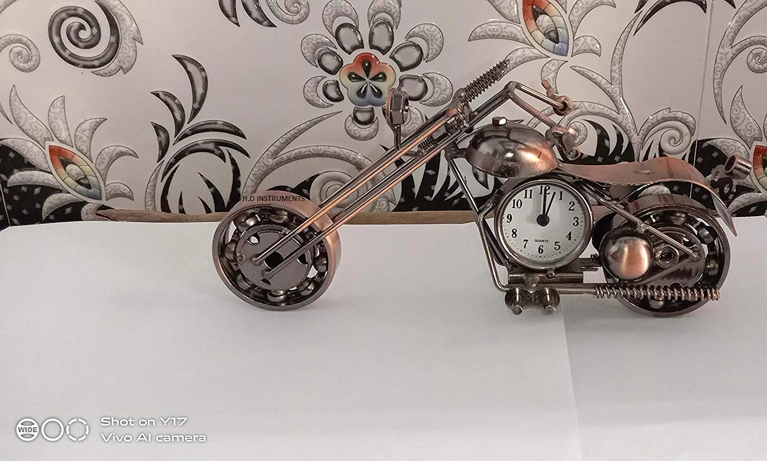 Decor Instruments Decorative Motor Bike with Clock (Multi_20 x 10 cm) for Desk Table
