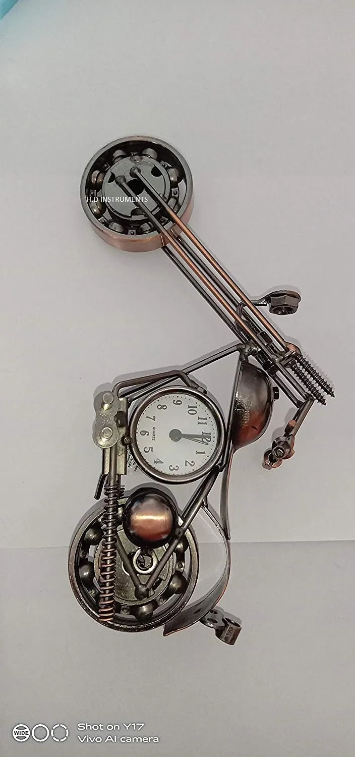 Decor Instruments Decorative Motor Bike with Clock (Multi_20 x 10 cm) for Desk Table