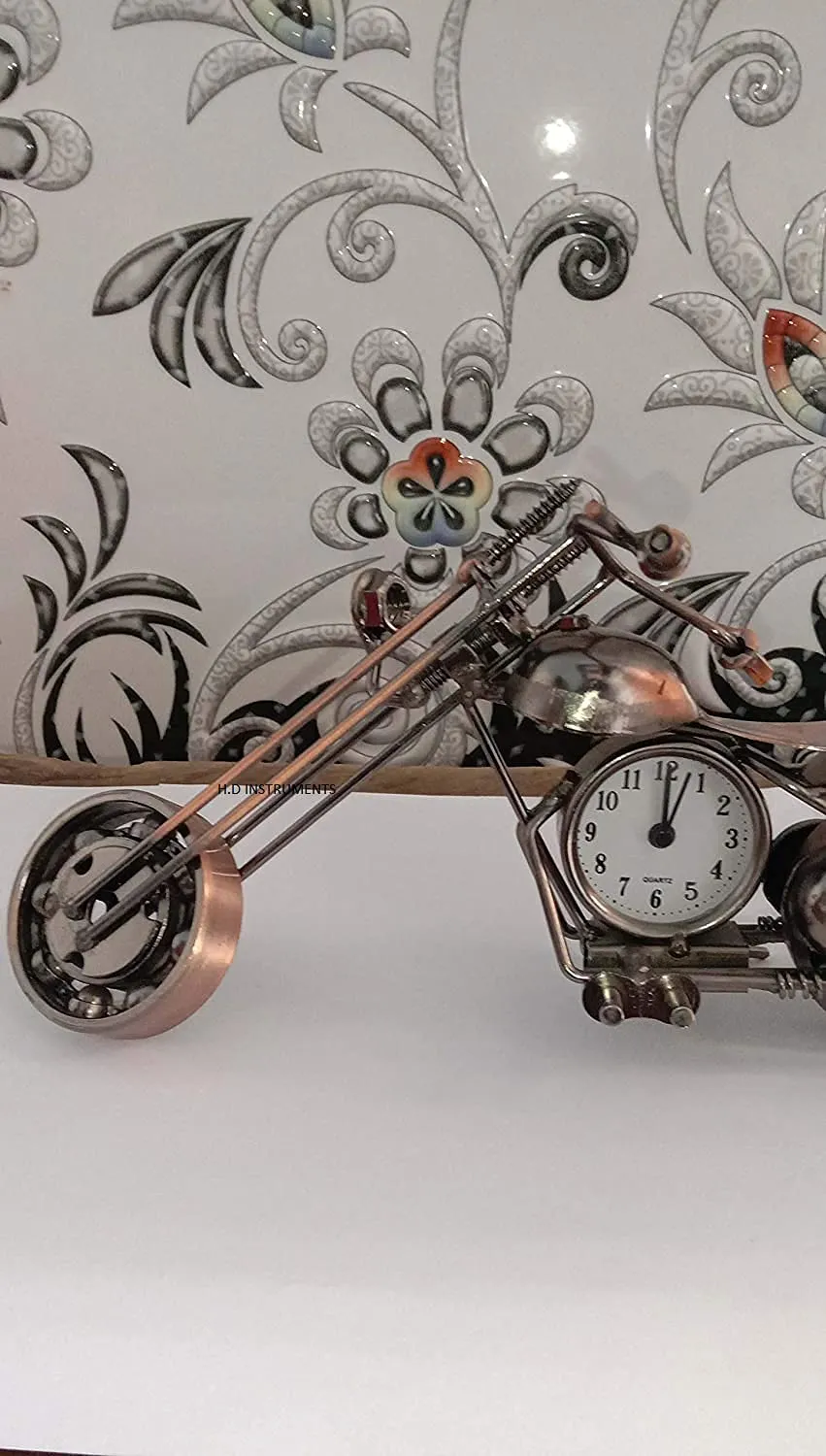 Decor Instruments Decorative Motor Bike with Clock (Multi_20 x 10 cm) for Desk Table