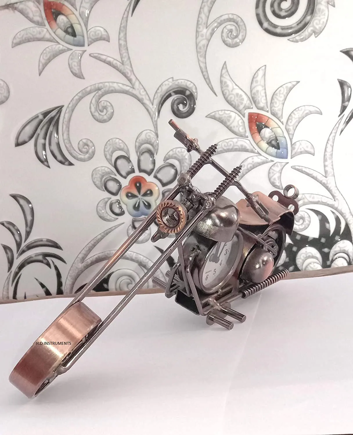 Decor Instruments Decorative Motor Bike with Clock (Multi_20 x 10 cm) for Desk Table