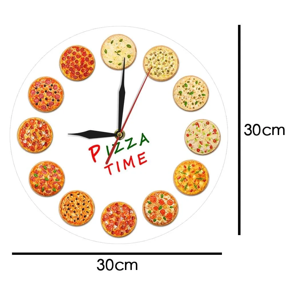 Different Tastes Pizza Time Modern Wall Clock Italy Dreams Kitchen Home Decor