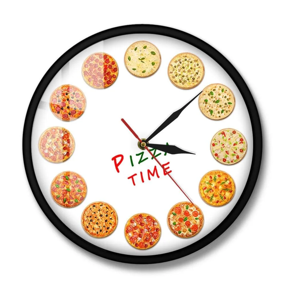 Different Tastes Pizza Time Modern Wall Clock Italy Dreams Kitchen Home Decor
