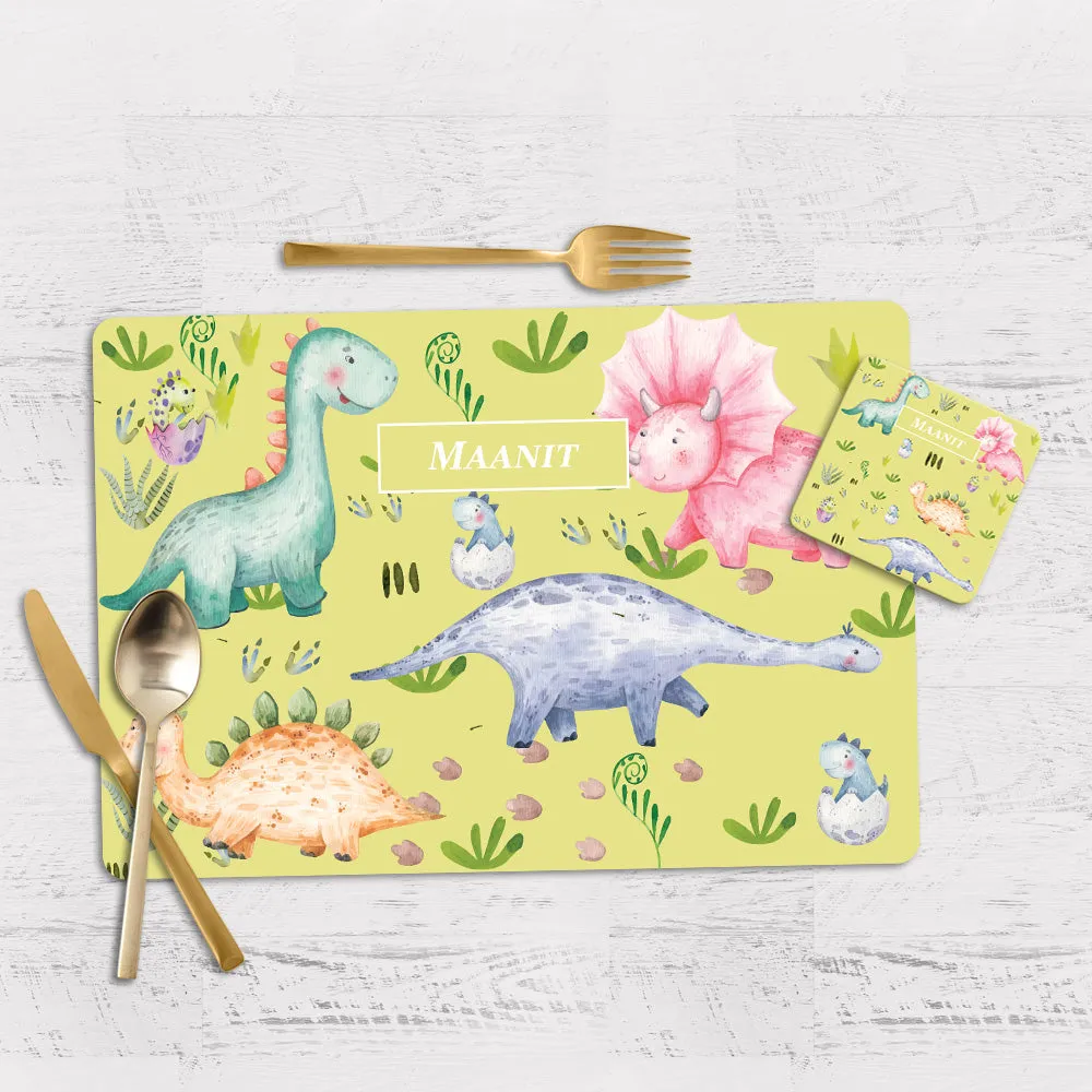 Dinoland Tableware Set (kids) (4 Placemats & 4 Casters)
