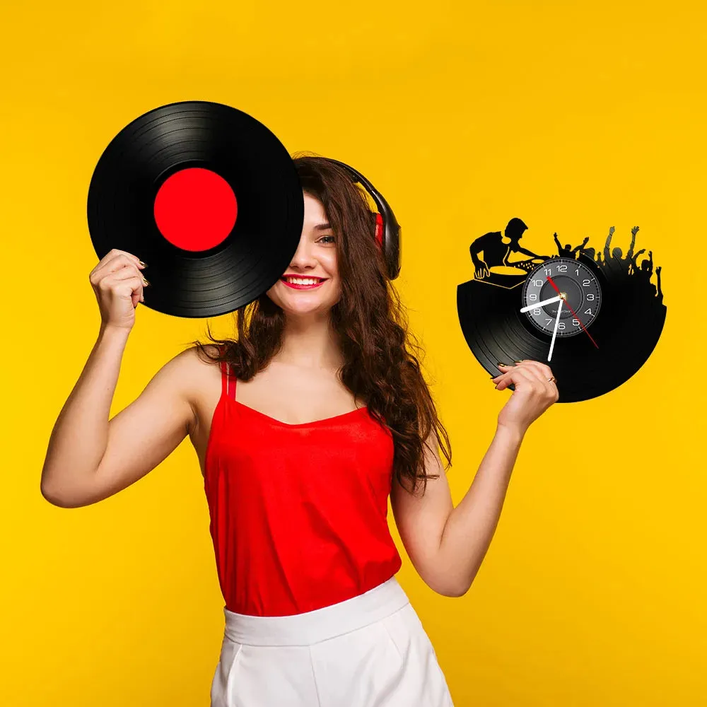 Disco Dance Party Vinyl Record Wall Clock