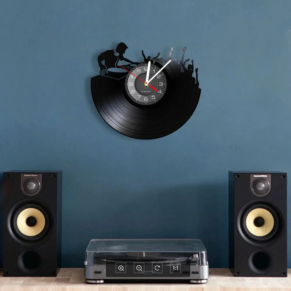 Disco Dance Party Vinyl Record Wall Clock