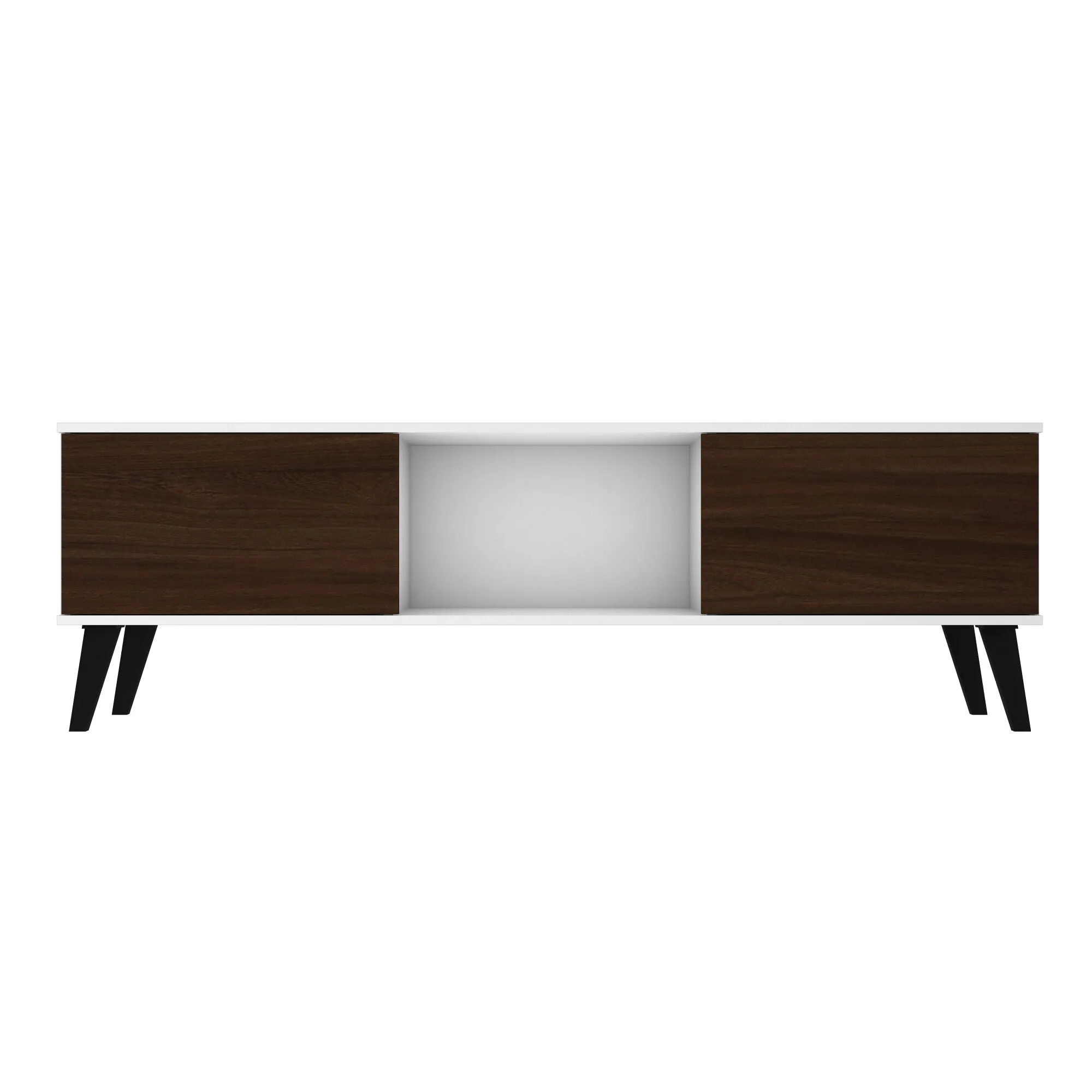 Doyers 62.20 Mid-Century Modern TV Stand in White and Nut Brown
