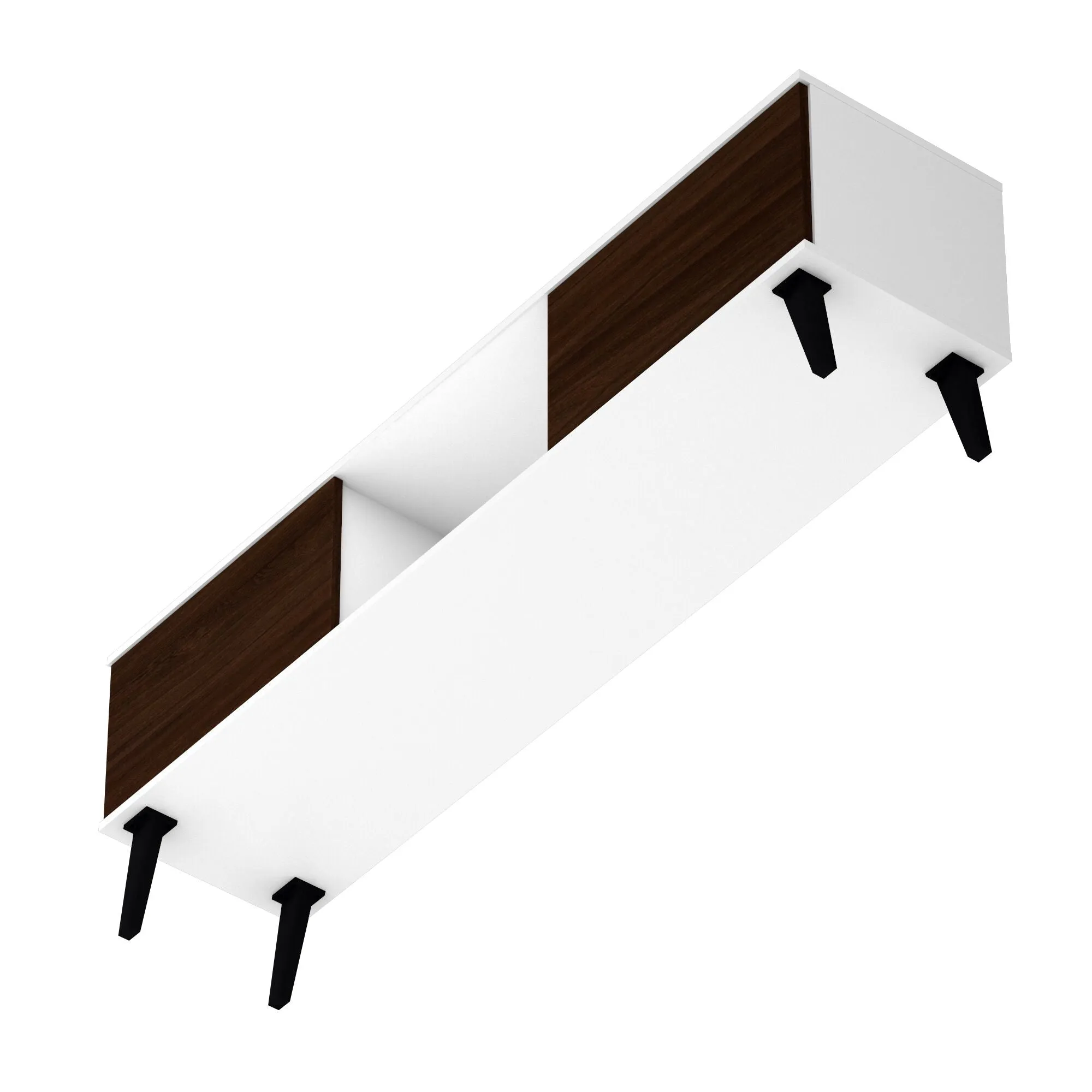 Doyers 62.20 Mid-Century Modern TV Stand in White and Nut Brown