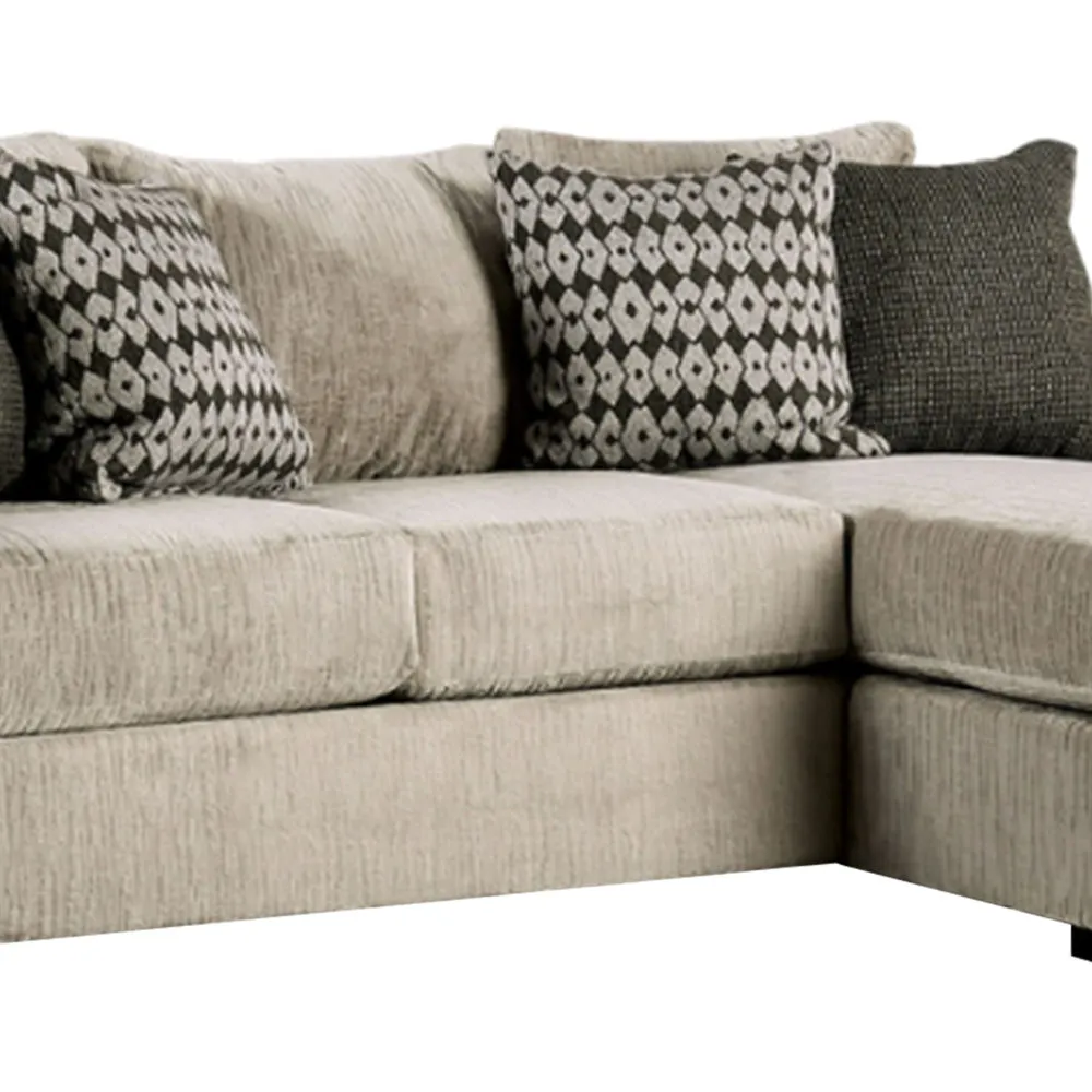 East Sectional Sofa, Reversible Chaise, 4 Pillows, Mocha Brown Chenille By Casagear Home