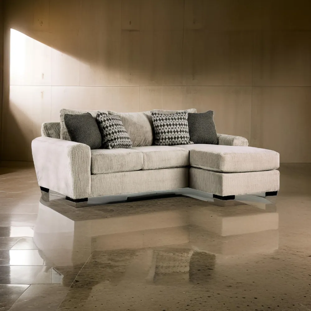 East Sectional Sofa, Reversible Chaise, 4 Pillows, Mocha Brown Chenille By Casagear Home