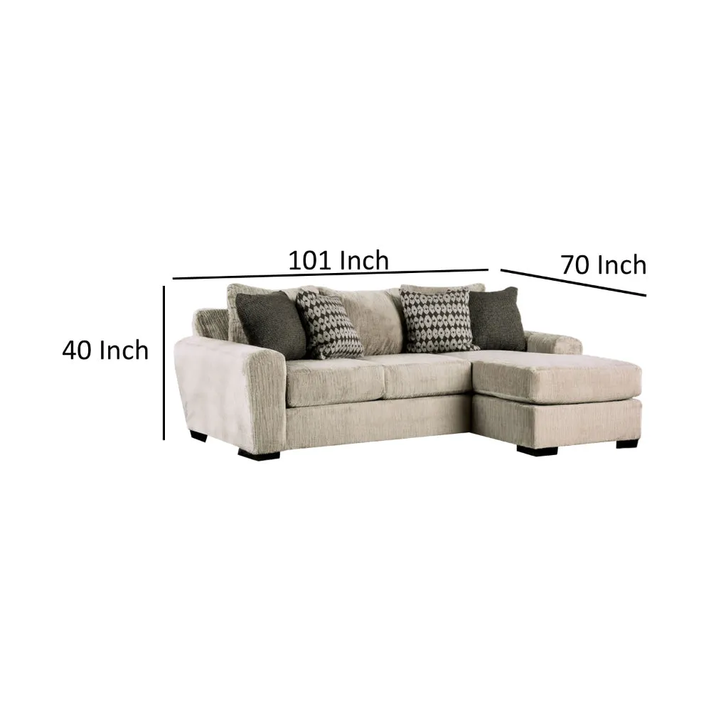 East Sectional Sofa, Reversible Chaise, 4 Pillows, Mocha Brown Chenille By Casagear Home