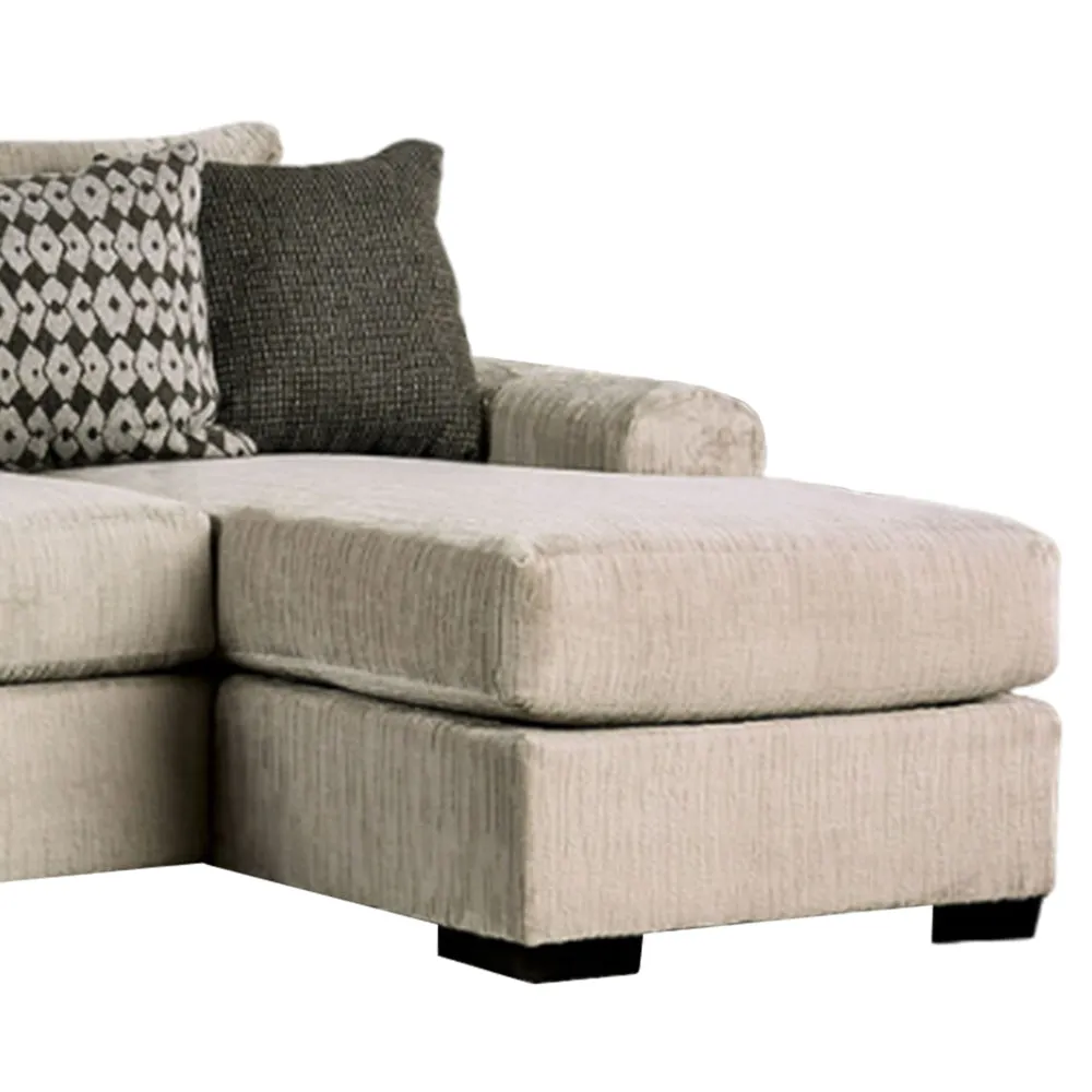 East Sectional Sofa, Reversible Chaise, 4 Pillows, Mocha Brown Chenille By Casagear Home