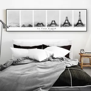 Eiffel Tower Construction Modern Abstract Black White Wall Art Fine Art Canvas Print Wide Format Architectural Posters For Office Living Room Home Decor