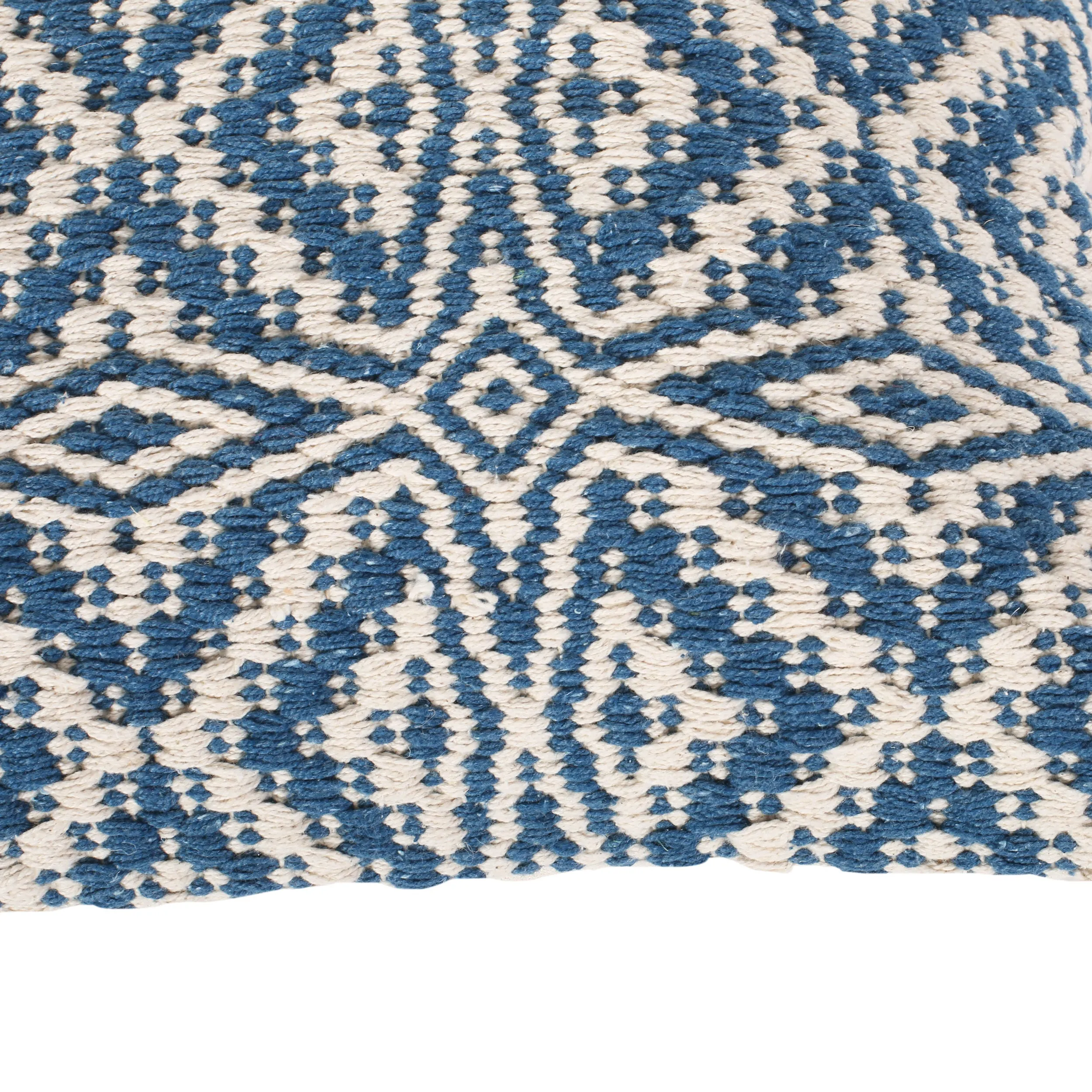 Ellie Boho Cotton Throw Pillow (Set of 2), Blue and White